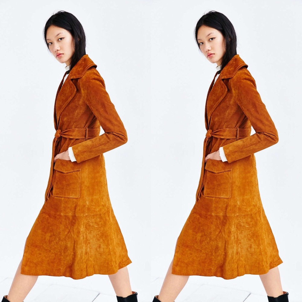 Urban Outfitters x Ecote Suede Leather Trench Coat - Picture 3 of 8